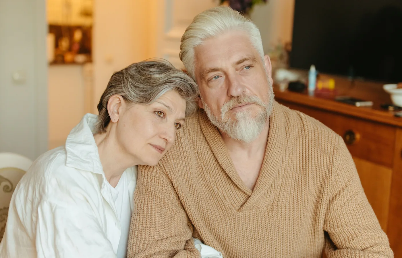 Older couple discussing home modifications